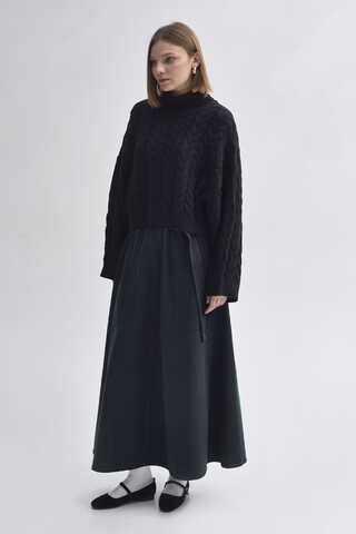 Turtleneck Crop Knit Sweater Black - 5