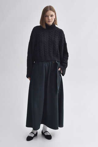 Turtleneck Crop Knit Sweater Black - 4