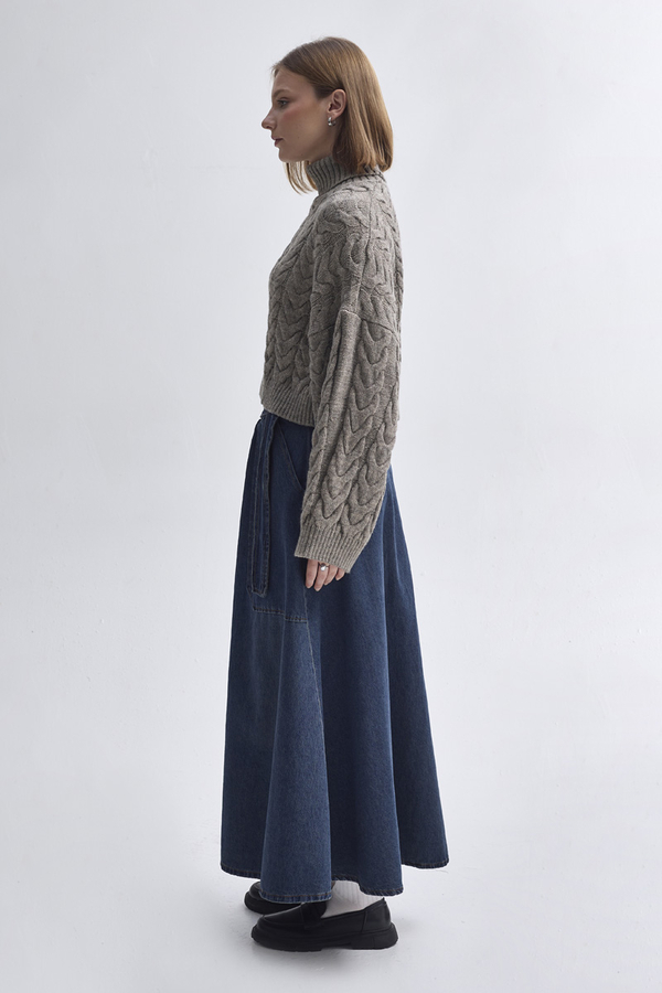 Turtleneck Crop Knit Sweater  Earth Tone - 6