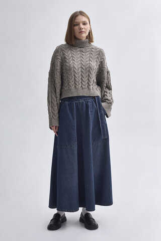 Turtleneck Crop Knit Sweater Earth Tone (1)