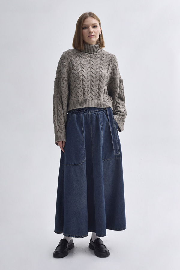 Turtleneck Crop Knit Sweater Earth Tone (1)