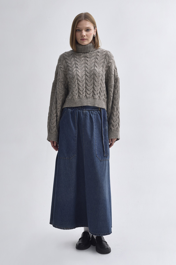 Turtleneck Crop Knit Sweater  Earth Tone - 3