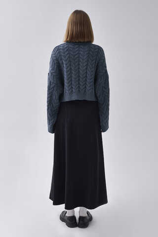 Turtleneck Crop Knit Sweater Indigo - 7