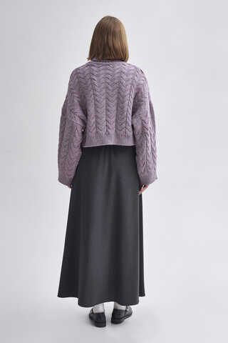 Turtleneck Crop Knit Sweater Lilac - 7