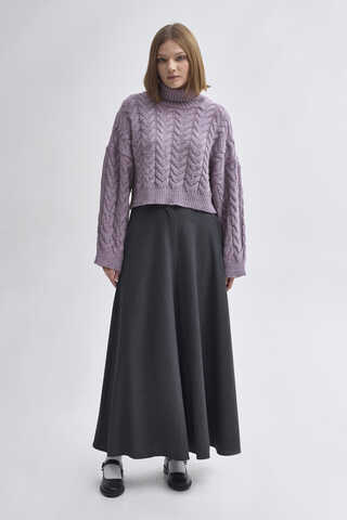 Turtleneck Crop Knit Sweater Lilac - 2