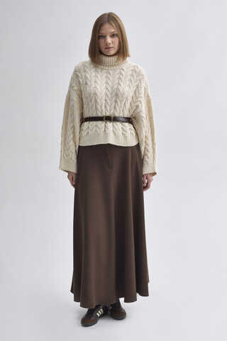 Turtleneck Crop Knit Sweater Stone (1)