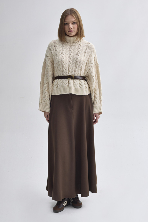 Turtleneck Crop Knit Sweater Stone (1)