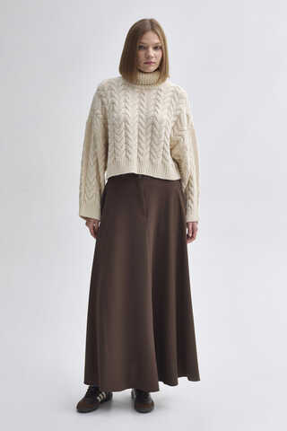 Turtleneck Crop Knit Sweater Stone - 6