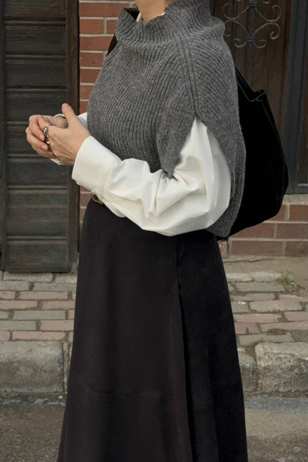 Turtleneck Knit Vest Anthracite - 6