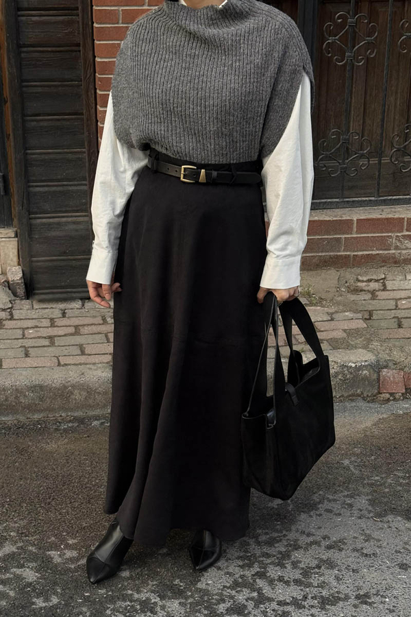 Turtleneck Knit Vest Anthracite 