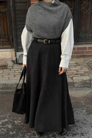 Turtleneck Knit Vest Anthracite - 3