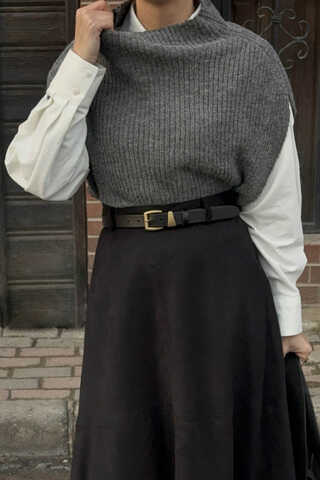 Turtleneck Knit Vest Anthracite - 5