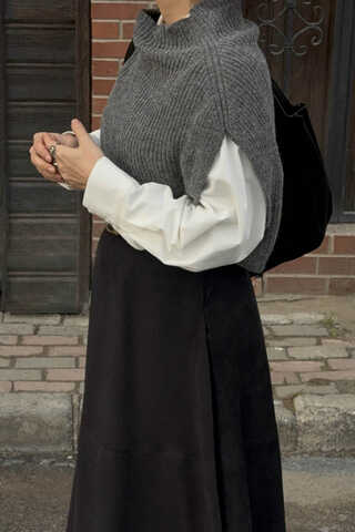 Turtleneck Knit Vest Anthracite - 6