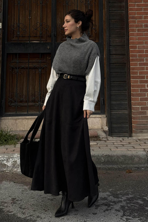 Turtleneck Knit Vest Anthracite - 2