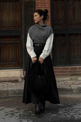 Turtleneck Knit Vest Anthracite - 8