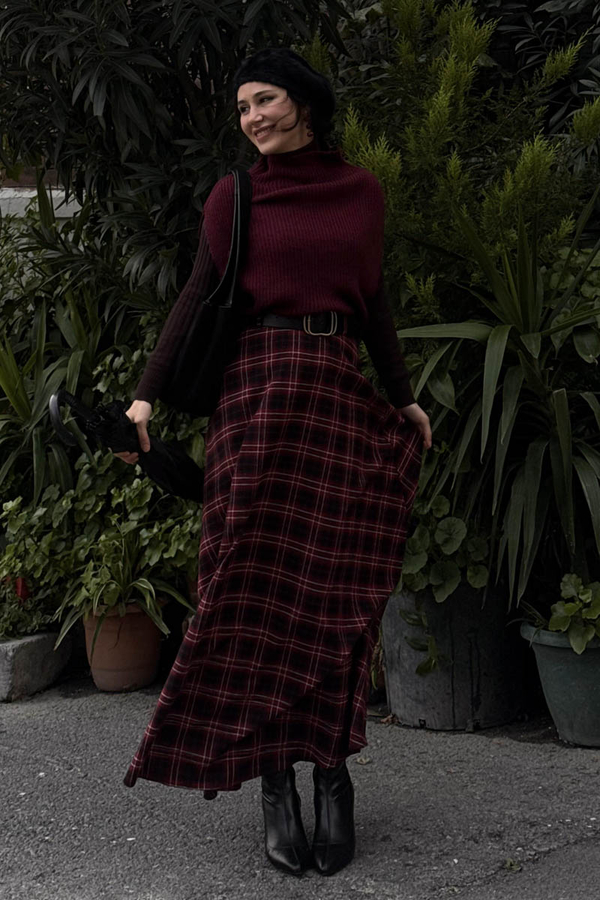 Turtleneck Knit Vest Burgundy - 3