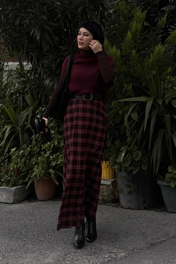 Turtleneck Knit Vest Burgundy - 4