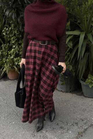 Turtleneck Knit Vest Burgundy - 6