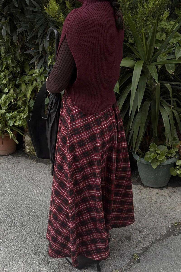 Turtleneck Knit Vest Burgundy - 7