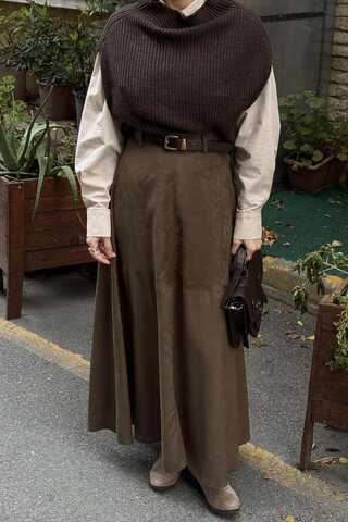 Turtleneck Knit Vest Dark Brown - 3