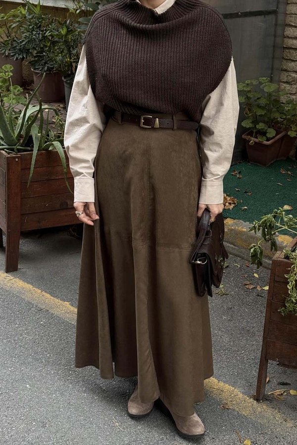 Turtleneck Knit Vest Dark Brown - 3