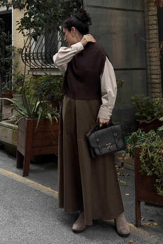 Turtleneck Knit Vest Dark Brown - 5