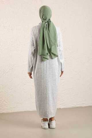 Throated Knitwear Dress Gray - 7