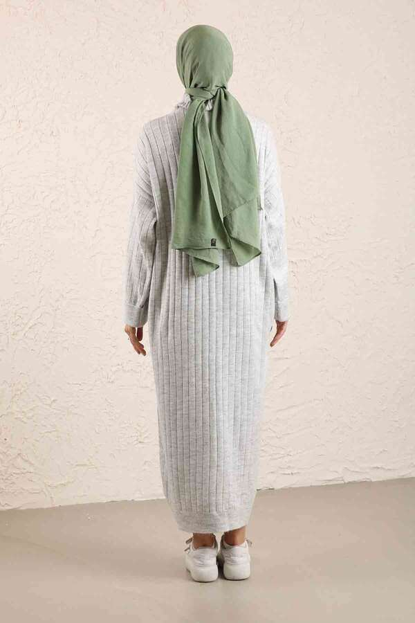 Throated Knitwear Dress Gray - 7