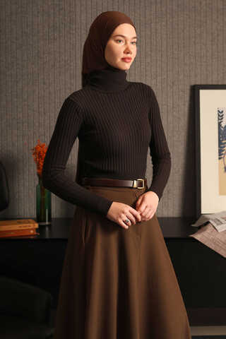 Turtleneck Premium Knit Body Brown - 4