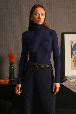 Turtleneck Premium Knit Body Navy - 3