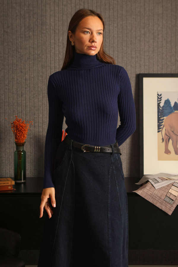 Turtleneck Premium Knit Body Navy - 4