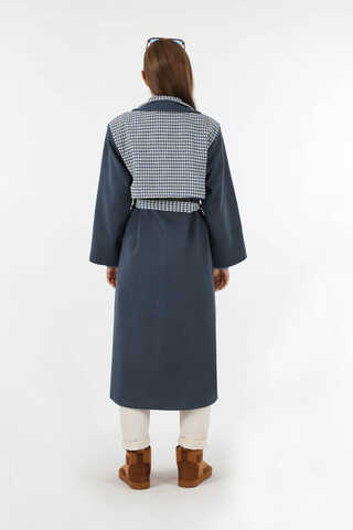 Tüvit Detaylı Kruvaze Kaban İndigo - 6