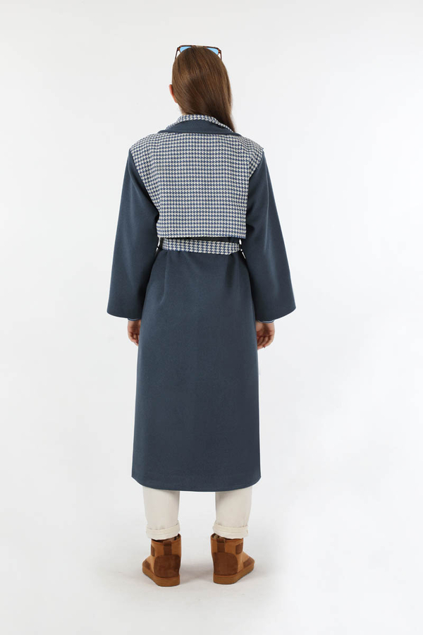 Tüvit Detaylı Kruvaze Kaban İndigo - 6