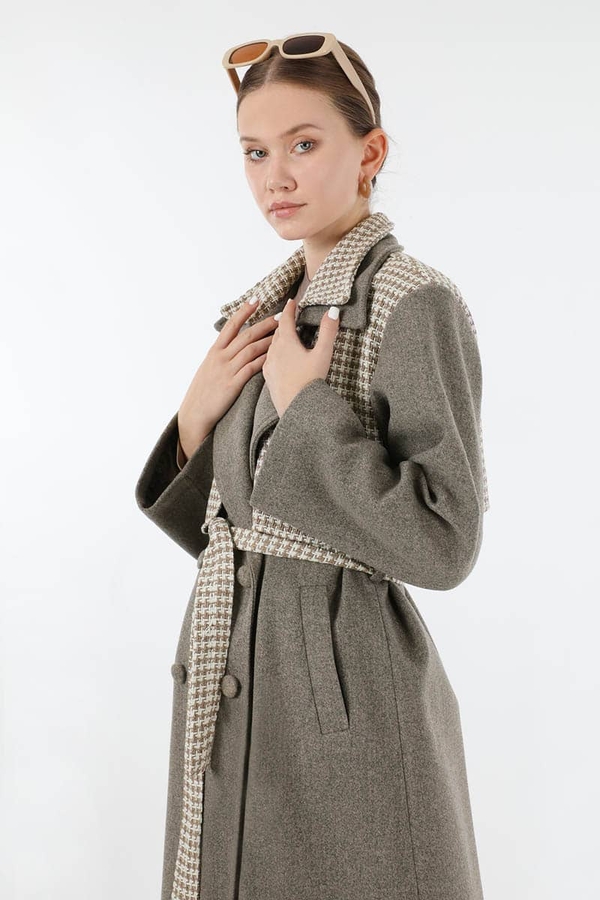 Tüvit Detaylı Kruvaze Kaban Toprak - 2