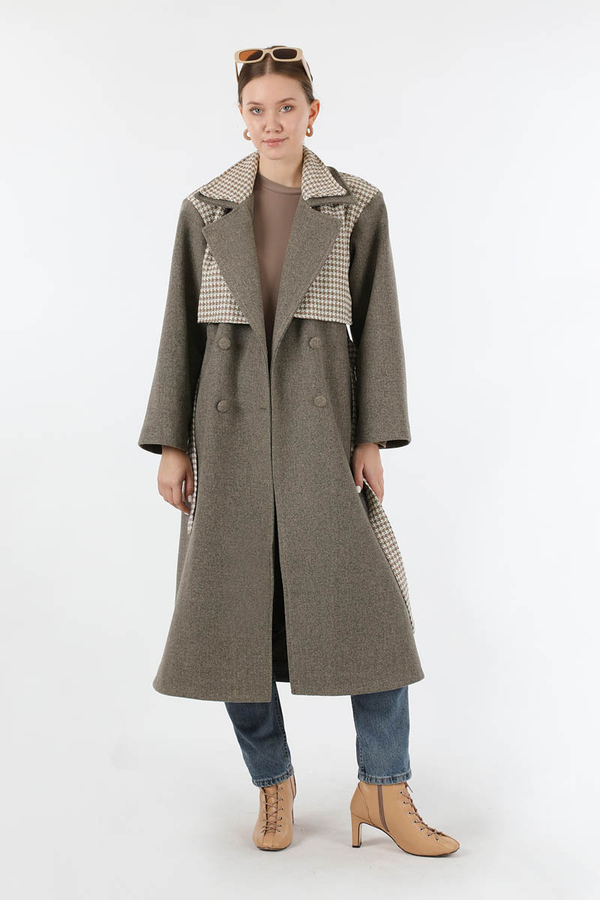 Tüvit Detaylı Kruvaze Kaban Toprak - 3