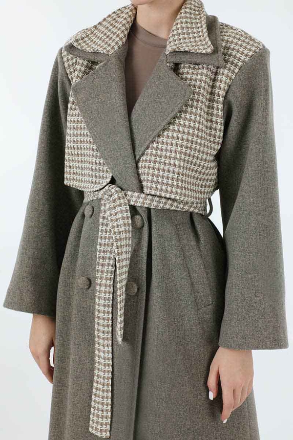 Tüvit Detaylı Kruvaze Kaban Toprak - 4