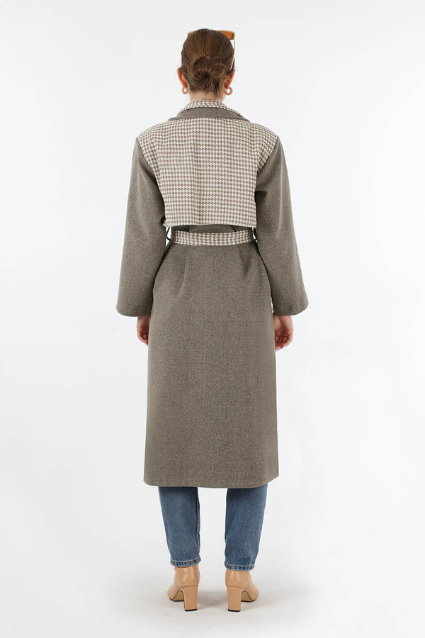 Tüvit Detaylı Kruvaze Kaban Toprak - 6