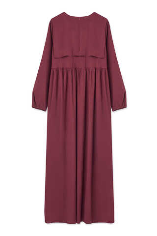 Tüzün Aller Detaylı Elbise Bordo - 5