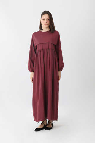 Tüzün Aller Detaylı Elbise Bordo - 2