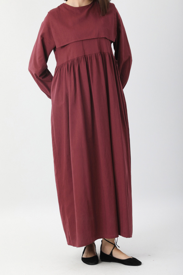 Tüzün Aller Detaylı Elbise Bordo - 9