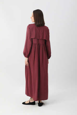 Tüzün Aller Detaylı Elbise Bordo - 10