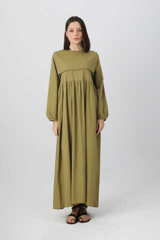 Tüzün Aller Detaylı Elbise Haki - 14