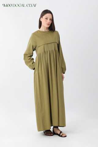 Tüzün Aller Detaylı Elbise Haki - 13