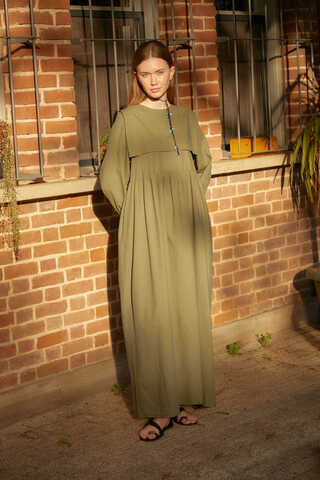 Tüzün Aller Detaylı Elbise Haki - 4