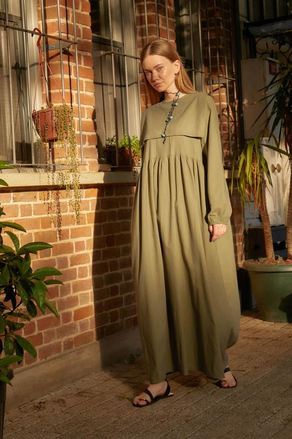 Tüzün Aller Detaylı Elbise Haki - 12