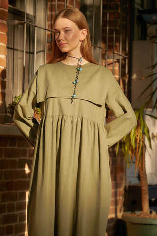 Tüzün Aller Detaylı Elbise Haki - 6