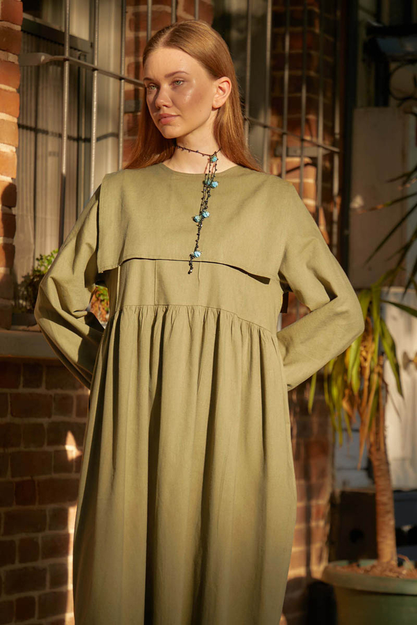 Tüzün Aller Detaylı Elbise Haki - 6