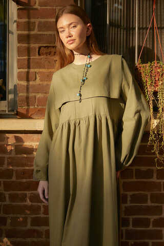 Tüzün Aller Detaylı Elbise Haki - 3