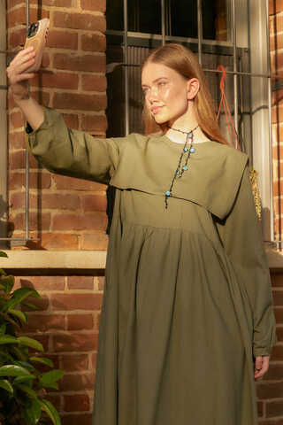 Tüzün Aller Detaylı Elbise Haki - 5