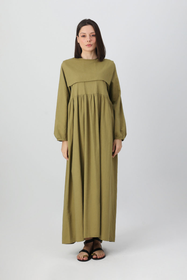 Tüzün Aller Detaylı Elbise Haki - 14